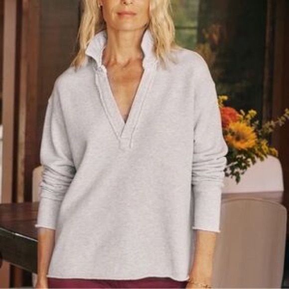 Frank & Eileen PATRICK Popover Henley Grey Sweatshirt - Picture 1 of 11